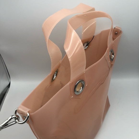 NWT. Zara Light Pink/Cream Vinyl Shoulder Bag. - Picture 11 of 13